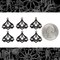 Gunmetal Finish Brass Leafy Triangle Two Ring Connectors - Set of Six - G-2C48
